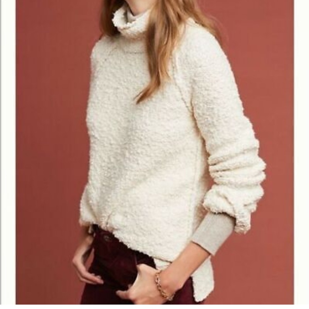 Anthropologie Moth Juliette ivory nubby knit sweater